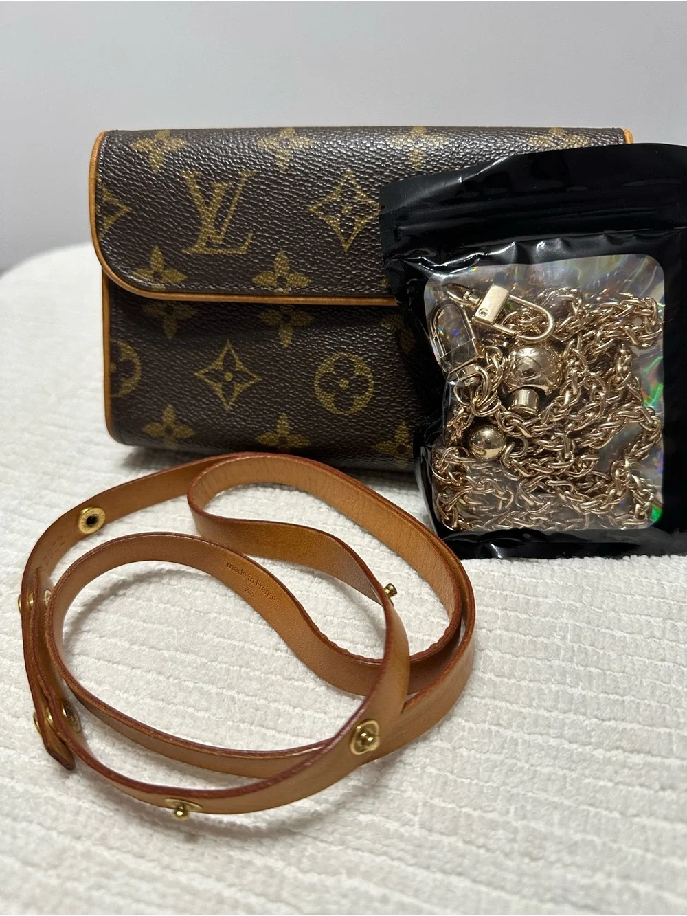 Louis Vuitton Monogram Canvas bum bag in Brown and Tan Trim